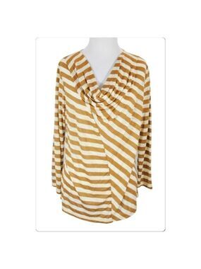 Ellen Tracy draped neck asymmetrical striped top size L
